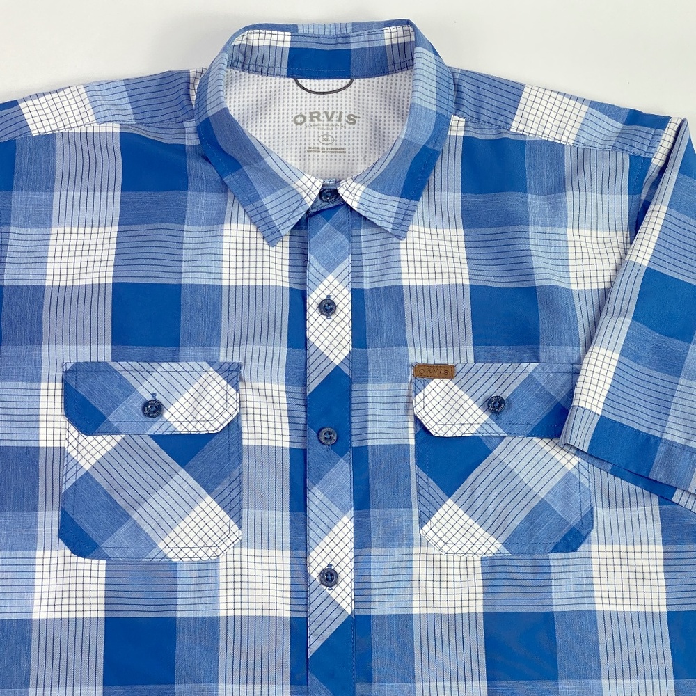 Orvis Classic Collection Short Sleeve Button Up Pockets Shirt Mens Size XL